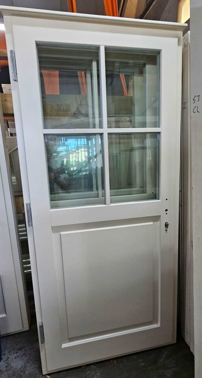 Aanbieding meranti achterdeur 100cm x 220cm 1/2 paneel met ruitverdeling 2x2
